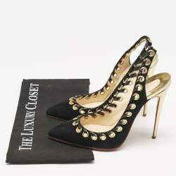 Christian Louboutin Black Leather and Suede Ostri Pumps Size 38.5