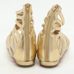 Christian Louboutin Gold Leather Catchetta Gladiator Sandals Size 36.5