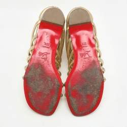 Christian Louboutin Gold Leather Catchetta Gladiator Sandals Size 36.5