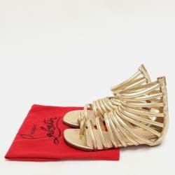 Christian Louboutin Gold Leather Catchetta Gladiator Sandals Size 36.5