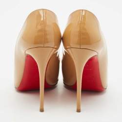 Pre Owned Christian Louboutin Beige Patent Leather Tibur Pumps Size 37