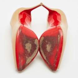 Pre Owned Christian Louboutin Beige Patent Leather Tibur Pumps Size 37