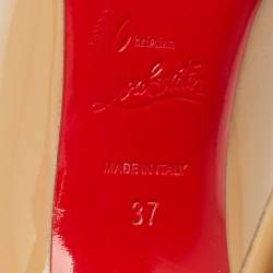 Pre Owned Christian Louboutin Beige Patent Leather Tibur Pumps Size 37