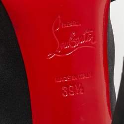 Christian Louboutin Black Satin Bow Peep Toe Platform Slingback Pumps Size 39.5