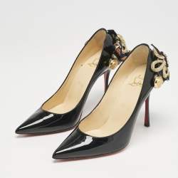 Christian Louboutin Black Patent Leather Galonna Pumps Size 36.5