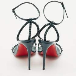 Christian Louboutin Green Patent Leather So Me Ankle Strap Sandals Size 38.5