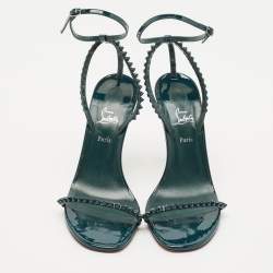 Christian Louboutin Green Patent Leather So Me Ankle Strap Sandals Size 38.5