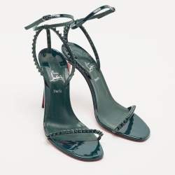 Christian Louboutin Green Patent Leather So Me Ankle Strap Sandals Size 38.5