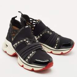 Christian Louboutin Black Neoprene 123 Run Sneakers Size 37.5
