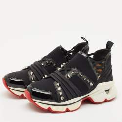 Christian Louboutin Black Neoprene 123 Run Sneakers Size 37.5