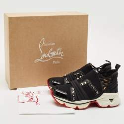 Christian Louboutin Black Neoprene 123 Run Sneakers Size 37.5