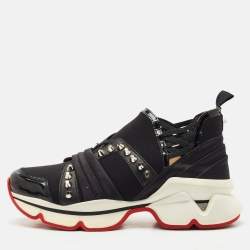 Christian Louboutin Black Neoprene 123 Run Sneakers Size 37.5
