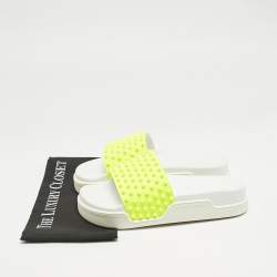 Christian Louboutin Yellow Rubber Spike Pool Fun Slide Sandals Size 41