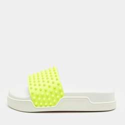 Christian Louboutin Yellow Rubber Spike Pool Fun Slide Sandals Size 41