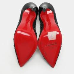 Christian Louboutin Black Mesh Body Follies Strass Pumps Size 35