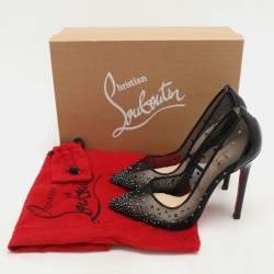 Christian Louboutin Black Mesh Body Follies Strass Pumps Size 35