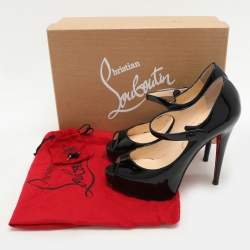 Christian Louboutin Black Patent Leather Jane Vendome Platform Pumps Size 36