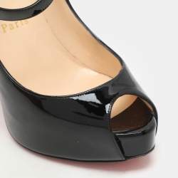 Christian Louboutin Black Patent Leather Jane Vendome Platform Pumps Size 36