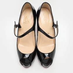 Christian Louboutin Black Patent Leather Jane Vendome Platform Pumps Size 36