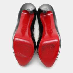 Christian Louboutin Black Patent Leather Lady Peep Platform Pumps Size 35.5