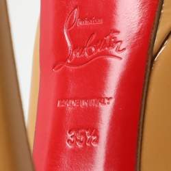 Christian Louboutin Mustard Patent Leather Lady Peep Platform Pumps Size 35.5