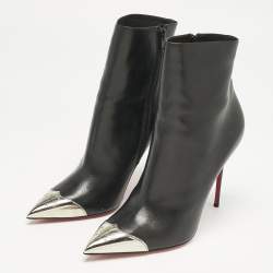 Christian Louboutin Black Leather Calamijane Pointed Toe Ankle Length Boots Size 41