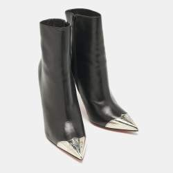 Christian Louboutin Black Leather Calamijane Pointed Toe Ankle Length Boots Size 41