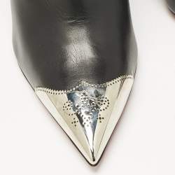 Christian Louboutin Black Leather Calamijane Pointed Toe Ankle Length Boots Size 41
