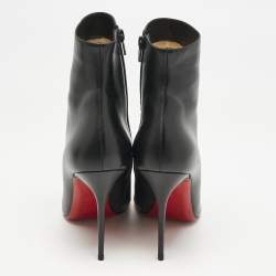 Christian Louboutin Black Leather Calamijane Pointed Toe Ankle Length Boots Size 41