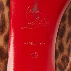 Pre Owned Christian Louboutin Brown Leopard Print Calf Hair Madame Butterfly Platform Pumps Size 40