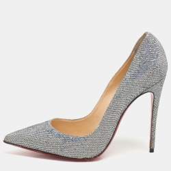 Christian Louboutin Silver Glitter Pigalle Follies Pumps Size 39.5