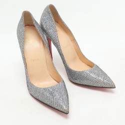 Christian Louboutin Silver Glitter Pigalle Follies Pumps Size 39.5