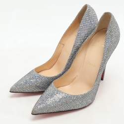 Christian Louboutin Silver Glitter Pigalle Follies Pumps Size 39.5