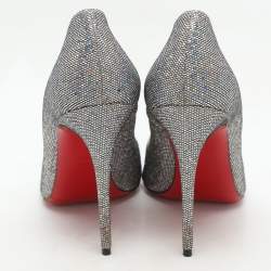 Christian Louboutin Silver Glitter Pigalle Follies Pumps Size 39.5