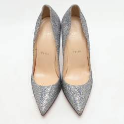 Christian Louboutin Silver Glitter Pigalle Follies Pumps Size 39.5