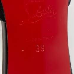 مملوكة مسبقًا صندل كريستيان لوبوتان جلد لامع أسود مي دولي سلايد مقاس 39