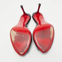 مملوكة مسبقًا صندل كريستيان لوبوتان جلد لامع أسود مي دولي سلايد مقاس 39