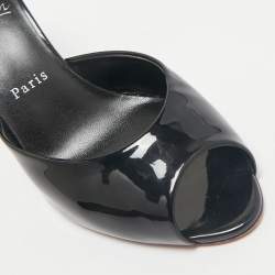 مملوكة مسبقًا صندل كريستيان لوبوتان جلد لامع أسود مي دولي سلايد مقاس 39