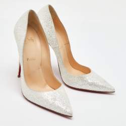 Christian Louboutin Silver Glitter Kate Pumps Size 40.5