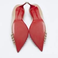 Christian Louboutin Beige Patent Leather and Mesh Pyrami Pumps Size 38