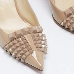 Christian Louboutin Beige Patent Leather and Mesh Pyrami Pumps Size 38
