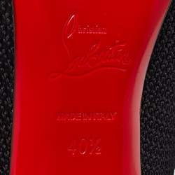Christian Louboutin Black Knit Fabric and Leather Spikes Dovi Dova Socks Ankle Boots Size 40.5