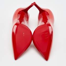 Christian Louboutin Coral Red Patent Leather Pigalle Follies Pointed Toe Pumps Size 36