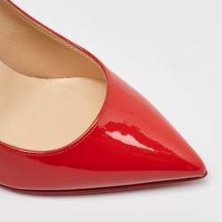 Christian Louboutin Coral Red Patent Leather Pigalle Follies Pointed Toe Pumps Size 36
