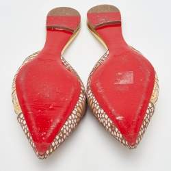 Christian Louboutin Multicolor Laser Cut Leather and Suede Royal Mansour Flat Mules Size 40