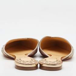Christian Louboutin Multicolor Laser Cut Leather and Suede Royal Mansour Flat Mules Size 40