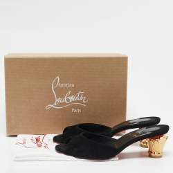 Christian Louboutin Black Suede Lipsita Slide Sandals Size 39