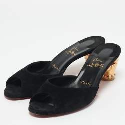 Christian Louboutin Black Suede Lipsita Slide Sandals Size 39