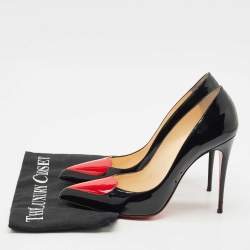 Christian Louboutin Black Patent Leather Doracora Red Heart Pumps Size 40