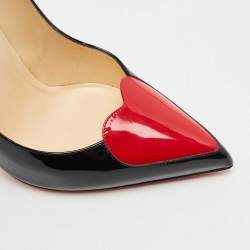 Christian Louboutin Black Patent Leather Doracora Red Heart Pumps Size 40
